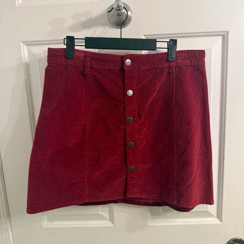 Celebrity Pink Red Mini Skirt with Buttons